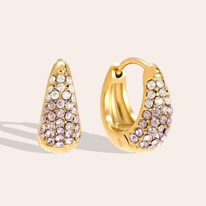 12mm 3 Colors Diamond Drop Hoop Edelstahl Ohrringe 125192