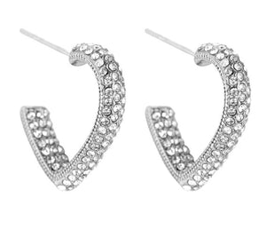 Heart Diamond Curve Edelstahl Creole Ohrring Gold und Silber 123956