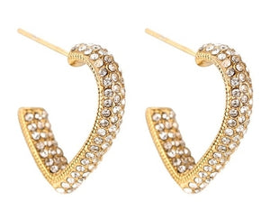 Heart Diamond Curve Edelstahl Creole Ohrring Gold und Silber 123956