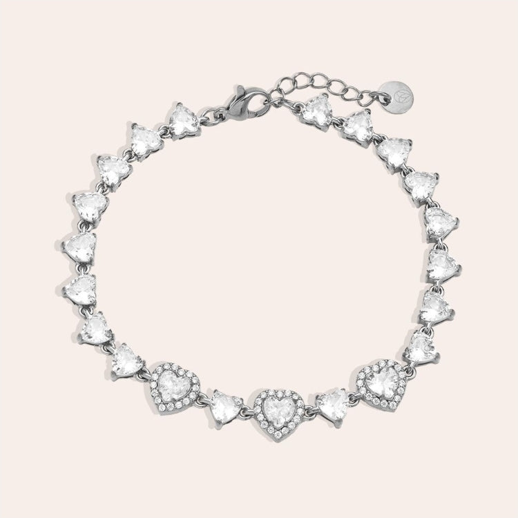 16cm Diamond Hearts Chain Edelstahl Armband 131532