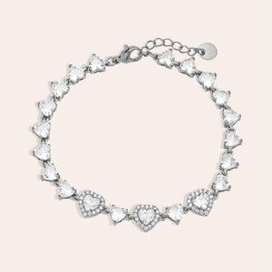 16cm Diamond Hearts Chain Edelstahl Armband 131532