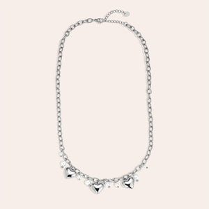 45cm Hearts With Pearl Edelstahl Halskette Gold und silber 112020