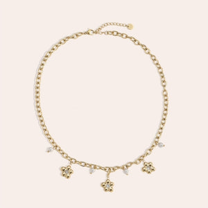 40cm Flower Pearl Diamond Edelstahl Halskette 112088