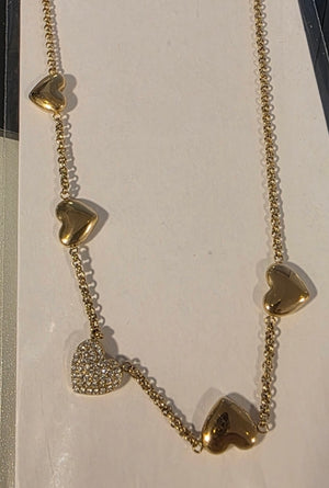 Herzkette kleine Herzen mit Strass vergoldet 111330