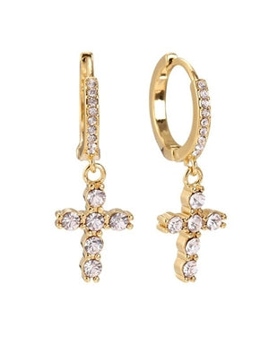 15mm Diamond Cross Edelstahl Ohrringe gold 125483
