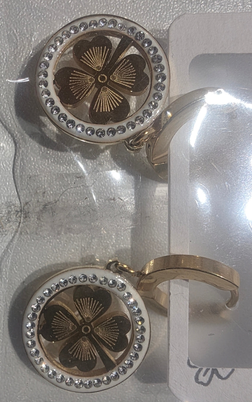 26mm Diamond Kleeblatt rund  Edelstahl Ohrringe 125068