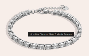 16cm Oval Diamond Chain Edelstahl Armband Gold und Silberfarbend 131540